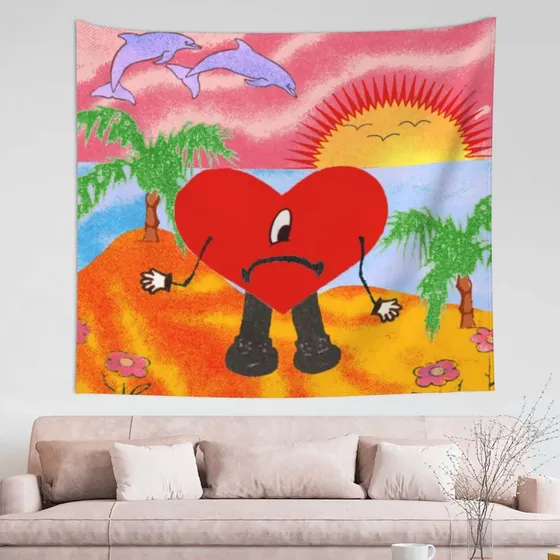 Qghot Bad Bunny Tapiz Un Verano Ti Para Colgar Pared Imagen