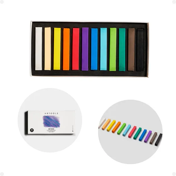 Giz Pastel Seco 12 Cores Soft Artools Profissional Artístico