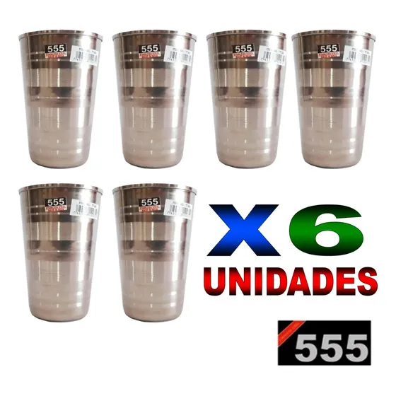 Vasos De Acero 555 12cm Alto 8cm Diámetro Por 6 Unidades