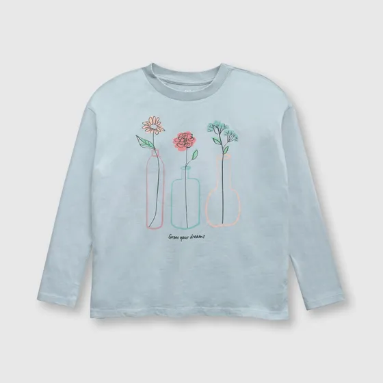 Polo De Niña Flores Celeste Colloky