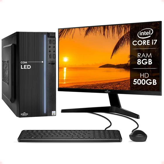 Computador Completo I7 8gb Hd 500gb Monitor 17 Strong Tech