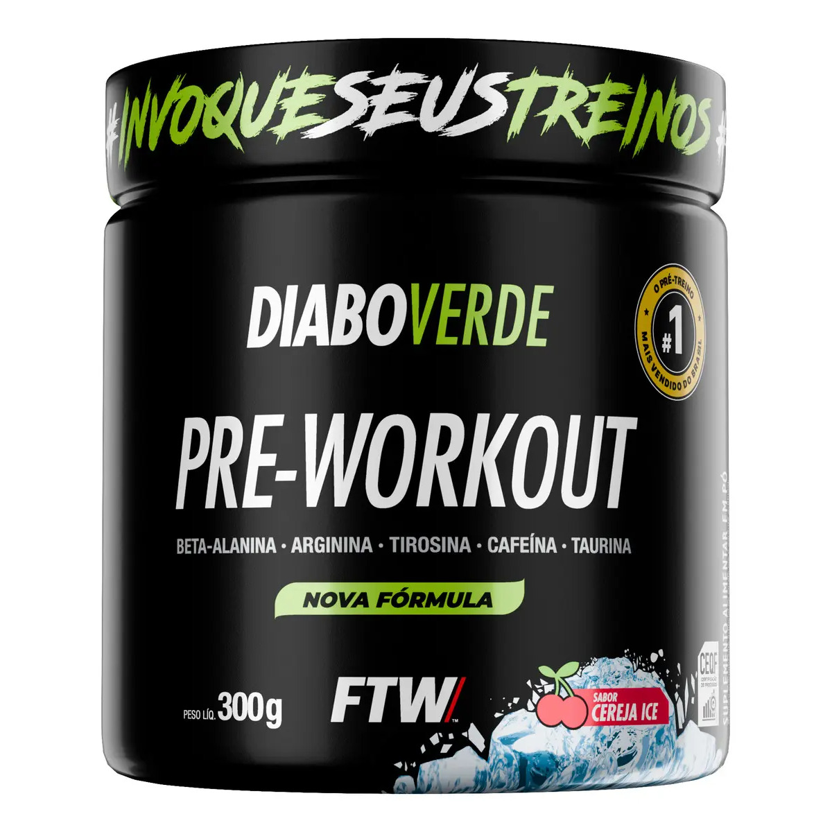 Pré Treino Pre Workout DIABO VERDE Pote 300g Sabor Cereja Ice FTW Pré Treino Pre Workout DIABO VERDE Pote 300g Sabor Cereja Ice FTW