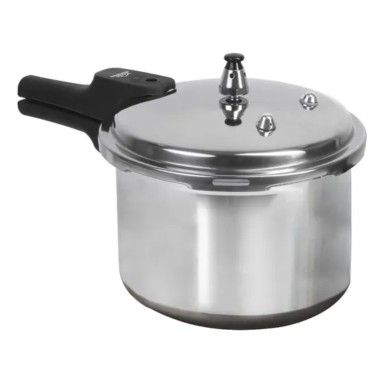 Olla A Presión Home Elements Aluminio 4.2lts Tapa En Acero Color Plateado