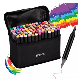 Caneta HidrogrĂĄfica Colorida Ponta Dupla 80 Cores Caneta HidrogrĂĄfica Colorida Ponta Dupla 80 Cores