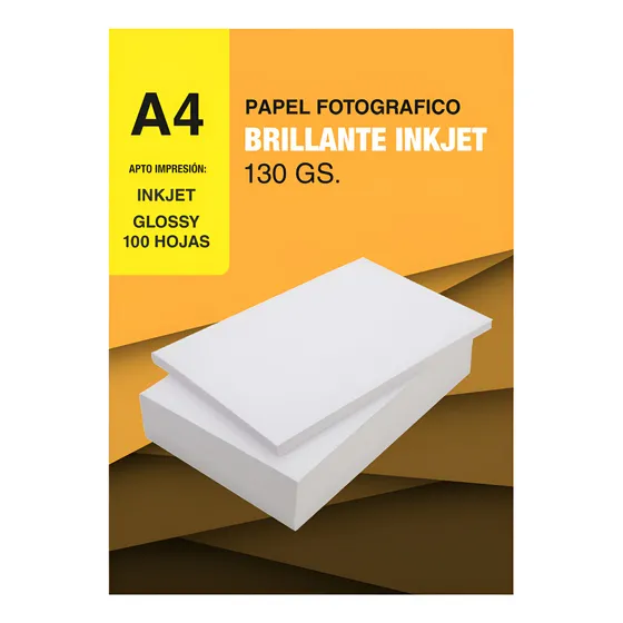 Papel Fotográfico Brillante Para Inkjet A4 130grs X100 Hojas