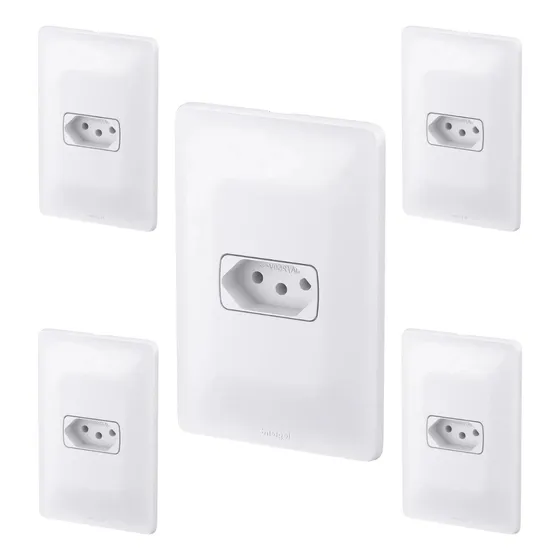 Kit 5 Tomada 2p+t 10a Branca Completa Zeffia Pial Legrand