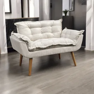 Namoradeira Decorativa Para Sala Recepção Manicure Consultório Escritório Suede Bege Namoradeira Decorativa Para Sala Recepção Manicure Consultório Escritório Suede Bege
