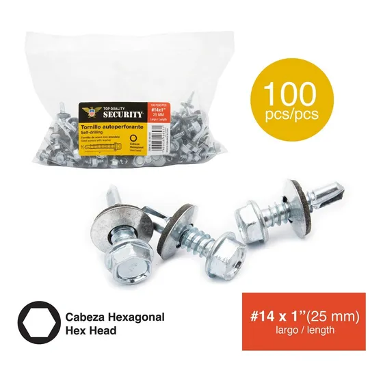 Tornillos Autotaladrante Cabeza Hexagonal #14   X1 PuLG