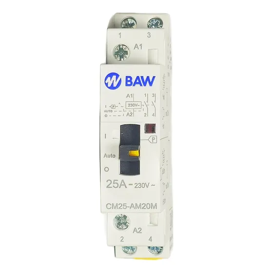 Contactor Modular Baw 25 Amp Bobina 24v 2 Polos 1 Módulo Din