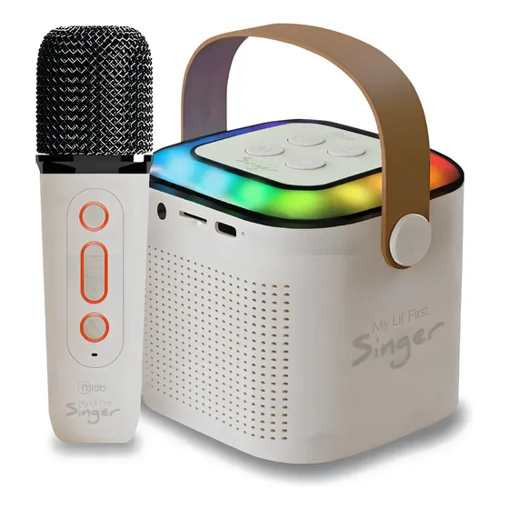 Parlante Karaoke Infantil Mlab Con Luz 1 Microfono/ Color Blanco