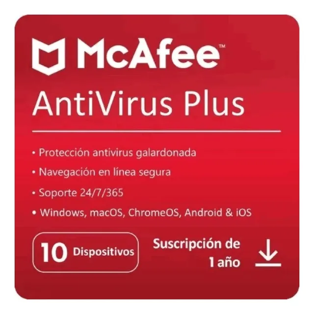 Mcafee Antivirus Plus 10 Dispositivos 1 Año