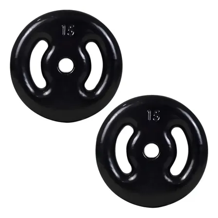 Par Kit Anilha Emborrachada 15kg/cada Academia Musculação Preto
