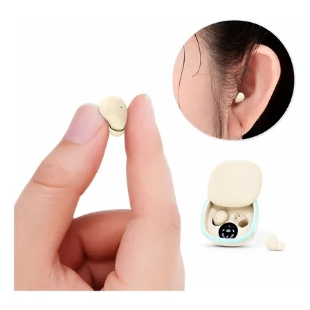 Auriculares Bluetooth Tws Mini Con Estuche Caqui