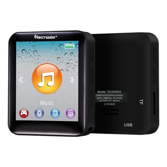 Mp3 Tecmaster 16 Gb Bluetooth + Audifono 3.5mm Negro