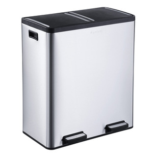 Cubo De Basura Reciclaje Doble 70 Litros Plata Extraíble Cubo De Basura Reciclaje Doble 70 Litros Plata Extraíble