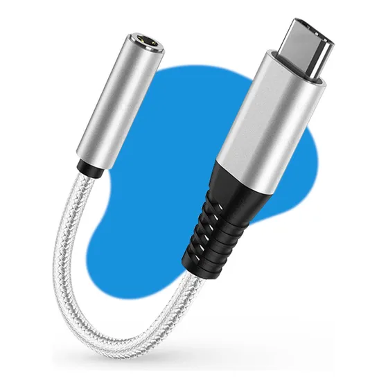 Adaptador Fone Tipo C P2 3.5mm Para Samsung S20 S21 S22 S23 Cor Prateado