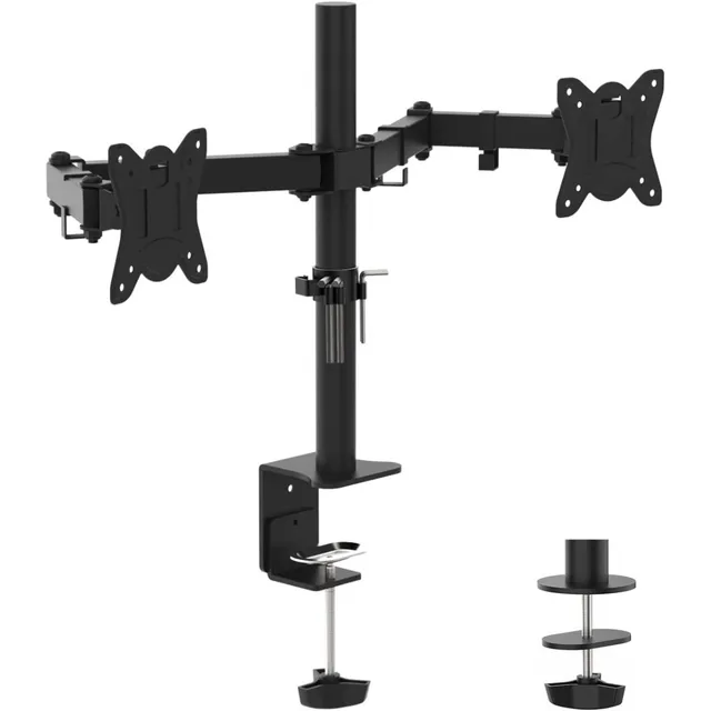 Soporte Movil Para Doble Monitor Hasta 32pulgadas Con Prensa Color Negro