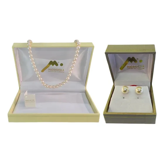 Set Collar Perlas 70cm Mas Aros Mallorca Enchapado En Oro