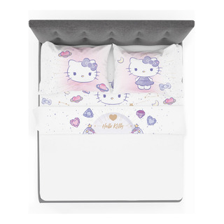 Juego De Sábanas Individuales De 3 Pzs. - Providencia Color Lavanda Diseño De La Tela Hello Kitty Juego De Sábanas Individuales De 3 Pzs. - Providencia Color Lavanda Diseño De La Tela Hello Kitty