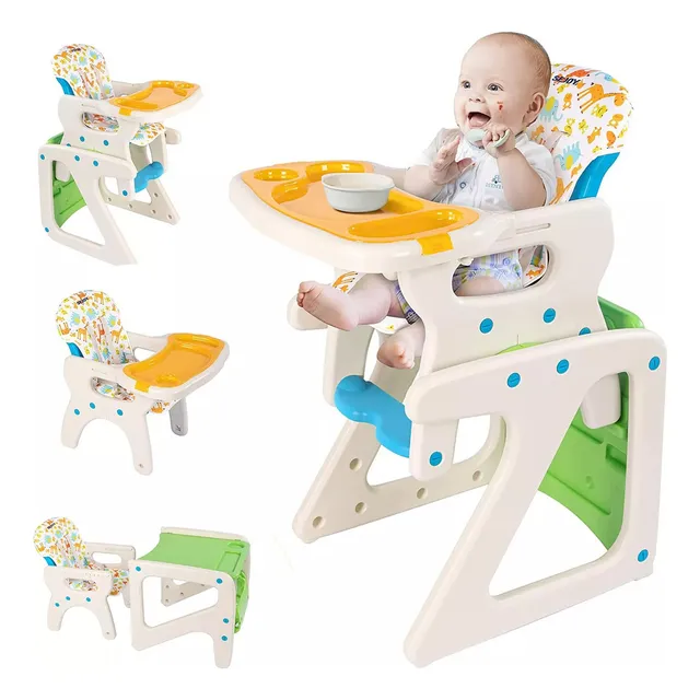 Sejoy GY01 Silla Alta Periquera Comer Plegable Para Bebe Ajustable 2en1 Color Verde