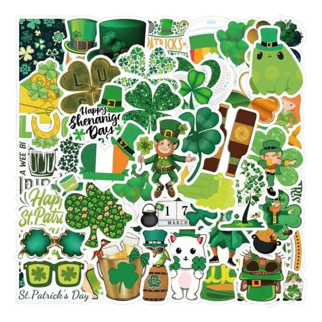 Set 50 Stickers St. Patrick's Day Papel Autoadhesivo
