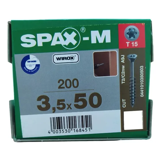 Tornillos Spax-m 3.5 X 50 Caja 200 Piezas Para Mdf T15