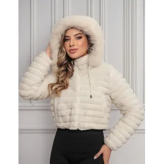 Casaco Cropped Inverno Capuz Pelúcia Dupla Face