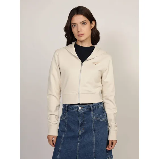 Sudadera Blanca Con Cropped Y Bolsillo De Mujer Tommy Jeans