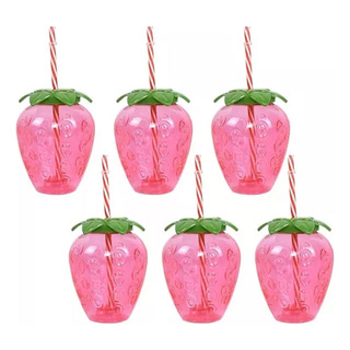 Vaso Creativo Para Beber Con Forma De Fresa De 500ml, 6 Unid Vaso Creativo Para Beber Con Forma De Fresa De 500ml, 6 Unid