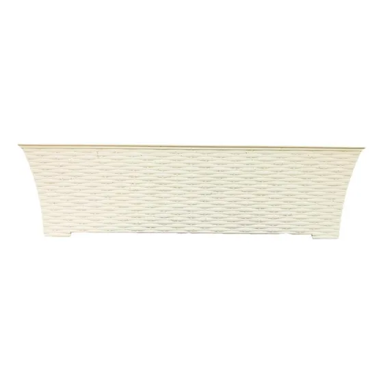 Maceta Jardinera Tipo Ratán Rectangular Grande L60 Color Blanco Cantera
