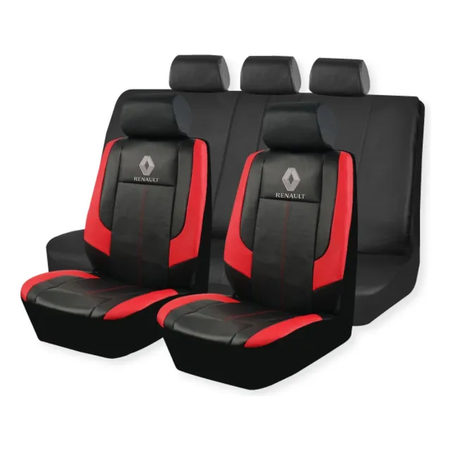 Cubreasiento Funda Ecocuero Renault Negro Rojo Logo Bordado