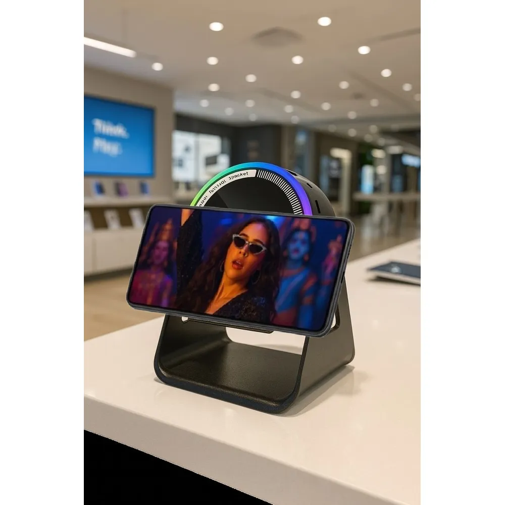 Parlante Zj08 Con Sonido Por Inducción Sin Bluetooth - Soporte Para Teléfono Y Tablet - 5w Bocina 52mm Batería 1200mah Reproducción 5 A 8 Horas Conexión Rápida Compatible Android Y iPhone Carga Tipo C