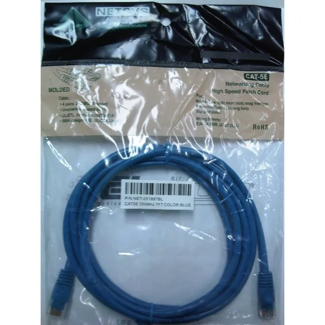 Netsys Patch Cable Cat-5e 350mhz 24-awg 7ft Red - Rojo