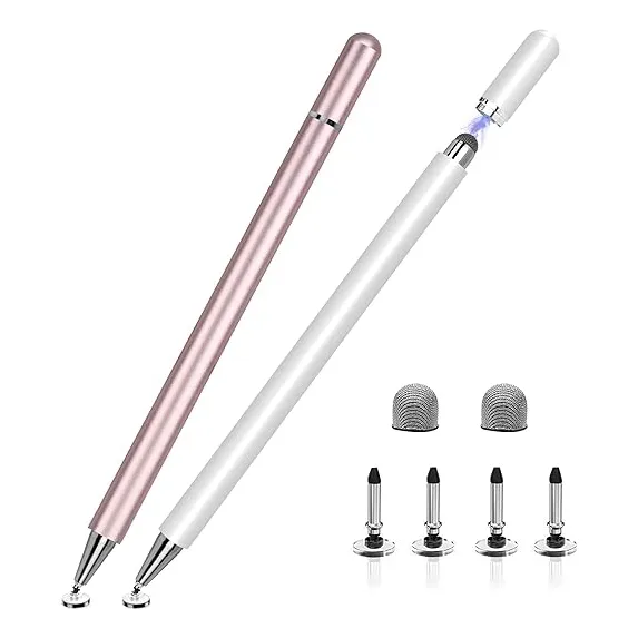 2pcs Universal Pluma Lápiz Tactil Óptico Tablet Stylus 2in1