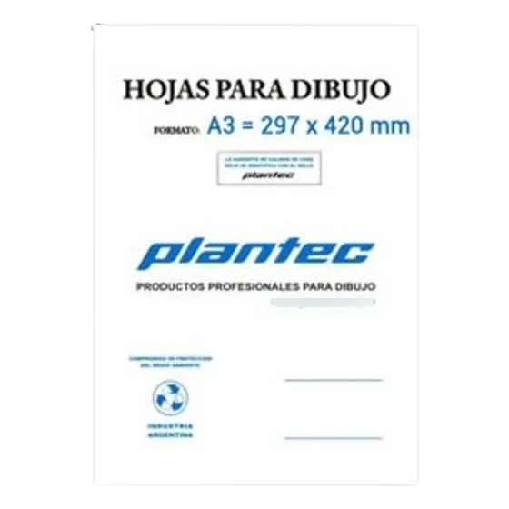 Hojas De Dibujo Plantec A3 297 X 420 142 Gr X 10 Hojas Color Blanco