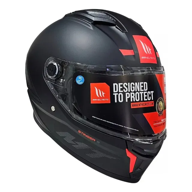 Casco Para Moto Mt Helmets Stinger 2 Negro Mate Talla Xl 61-62 Cm Doble Certificación Ece22-06 Y Dot