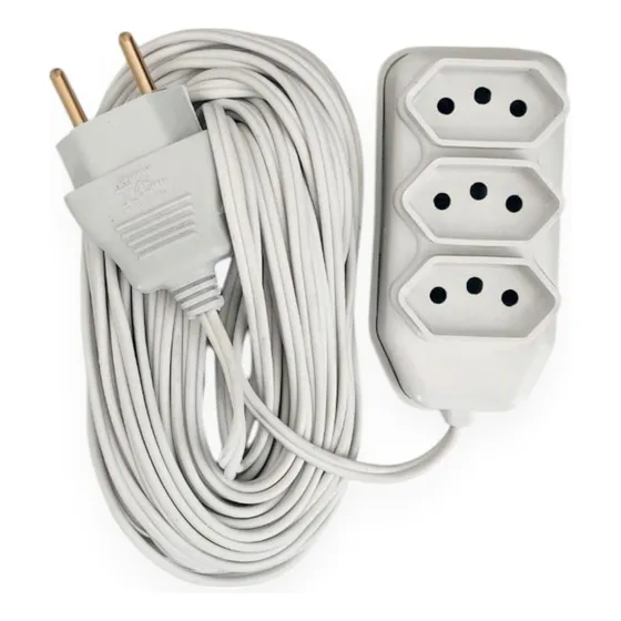 Extensão Elétrica Branco 2 Metros 10a 3 Tomadas Plug