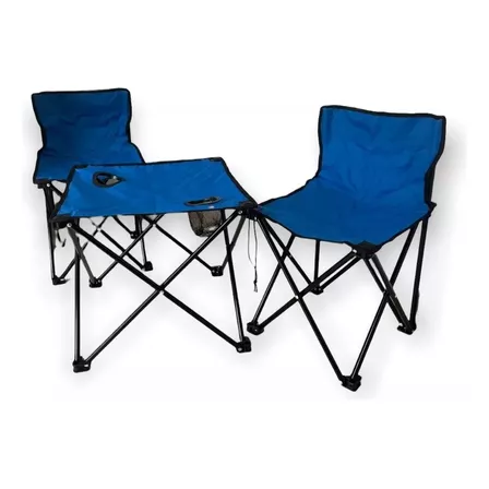 2 Sillas Plegables Portatil + Mesa Playa Camping Camuflaje Color Azul