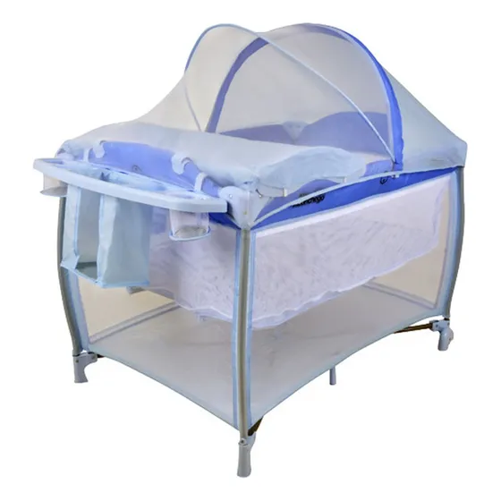 Berço Infantil Portátil New Aconchego Azul Burigotto Até 15k