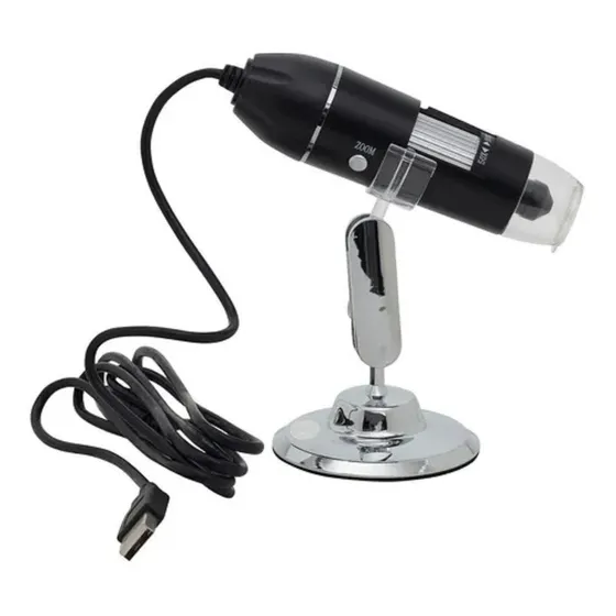 Lupa Microscópica Digital Zoom 1600x Usb Analise Capilar Cel Jiaxi Cor Preto