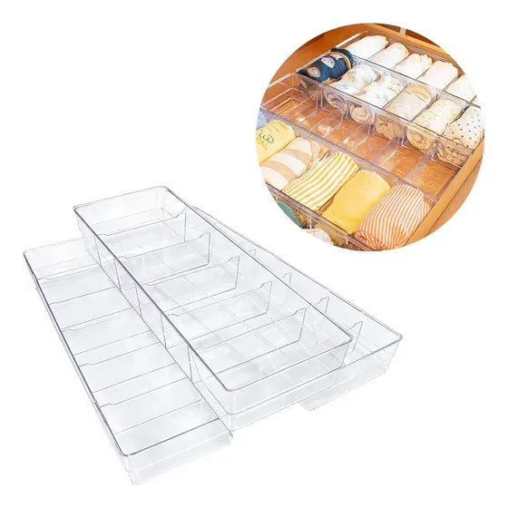 3 Organizador Gaveta Colmeia 6 Divisória Calcinha Cueca Meia Cor Transparente Amobox