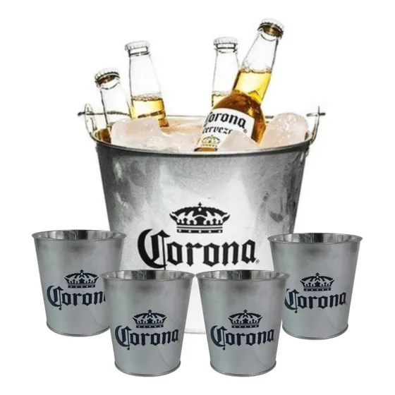 Frapera Corona De Metal Combo Con 4 Hieleras De Mesa Regalo