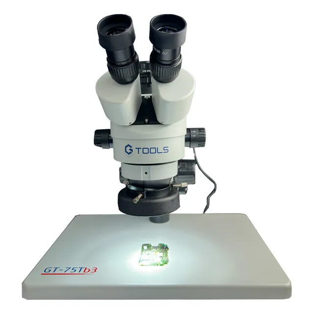 Microscopio Trinocular Gtools Aro De Led Base 3