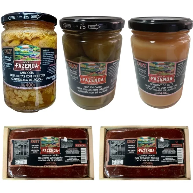 Kit 5 Doces Diet Saudável Zero Acucar, Fazenda De Minas