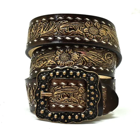 Cinto Feminino Em Couro Atrevidu's Country Flor Do Oeste