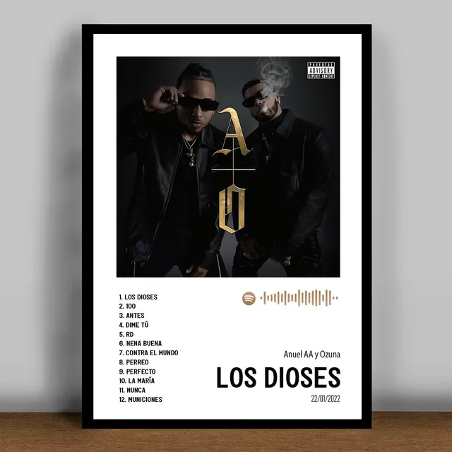 Cuadro Disco Anuel Aa Y Ozuna (los Dioses) 30x42cm