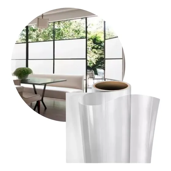 Película Vidrio Ventanas 60cm*5mts Privacidad Vinilo Fácil Color Blanco Privacidad Alta 75 Cms X 5 Mts