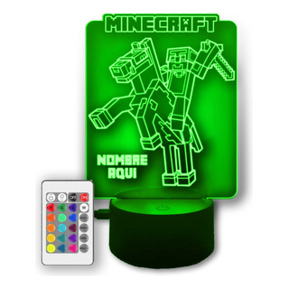 Lampara 3d De Minecraft Personalizada 7 Colores Y Control Lampara 3d De Minecraft Personalizada 7 Colores Y Control