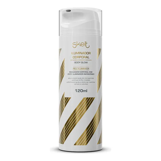 Skelt Iluminador Corporal Glow 120ml Pele Radiante Efeito Iluminado Instantâneo Hidratação Intensiva Textura Suave Não Oleoso Acabamento Perfeito Brilho Natural Todos os Tipos de Pele