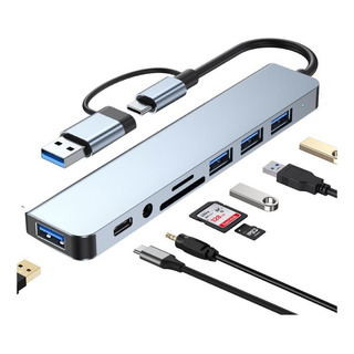 Adaptador Usb C 8 En 1 Hub Tipo C Multipuerto, Usb 3.0 Sd/tf Adaptador Usb C 8 En 1 Hub Tipo C Multipuerto, Usb 3.0 Sd/tf